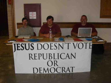table Our table at the Ralph Nader rally.